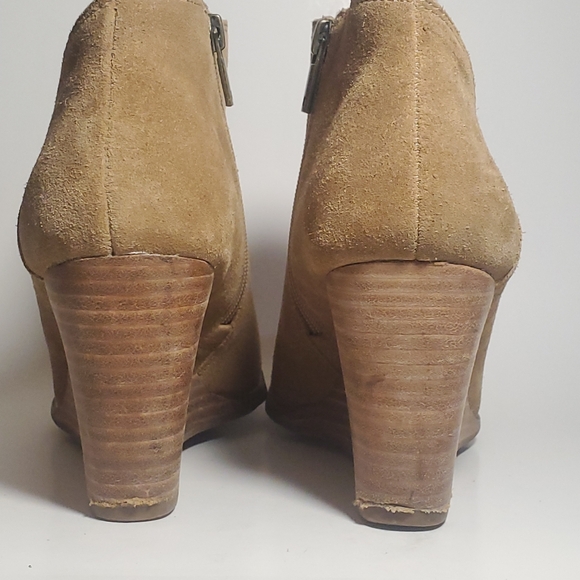 Lucky Brand Women's Bootie Yakeena Zip Wedge Honey Tan Oiled Suede Ankle Sz. 10 - Picture 8 of 14
